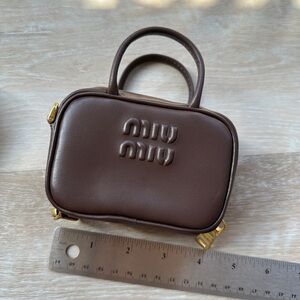 Miu Miu Dark Brown Bag Charm with Gold Zipper, Handles and Long Strap LIKE NEW